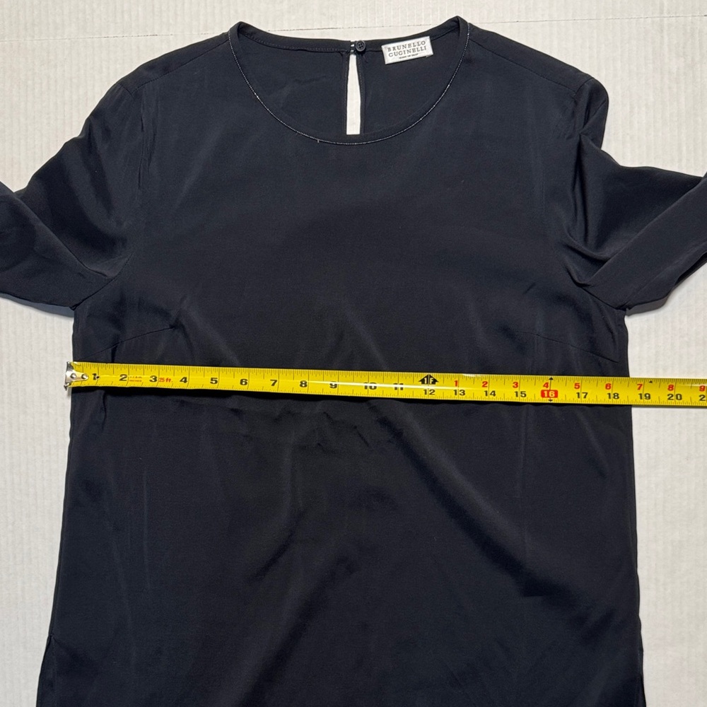 BRUNELLO CUCINELLI Women's Embellished Blouse Crewneck Long Sleeve Silk Blend SM - Picture 12 of 16